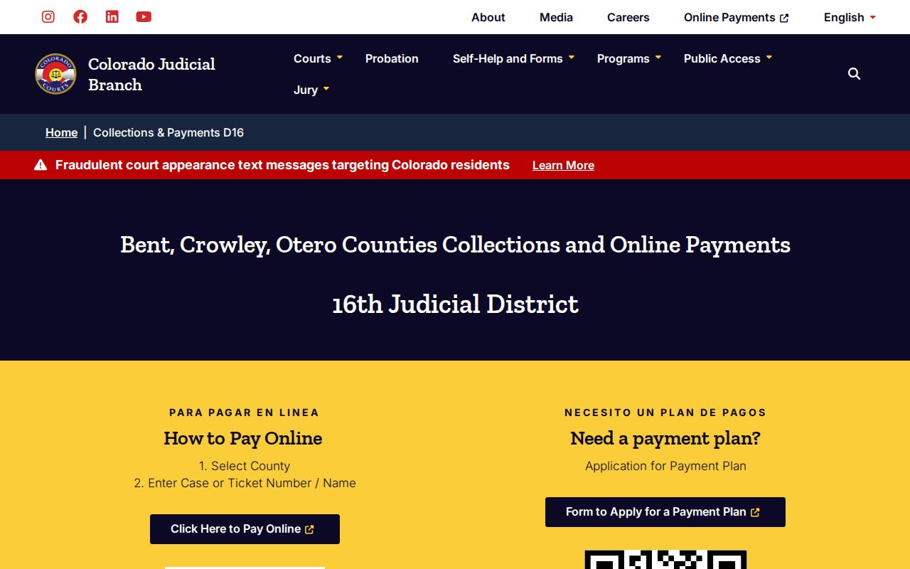 Bent County traffic warrant court payment and lookup options