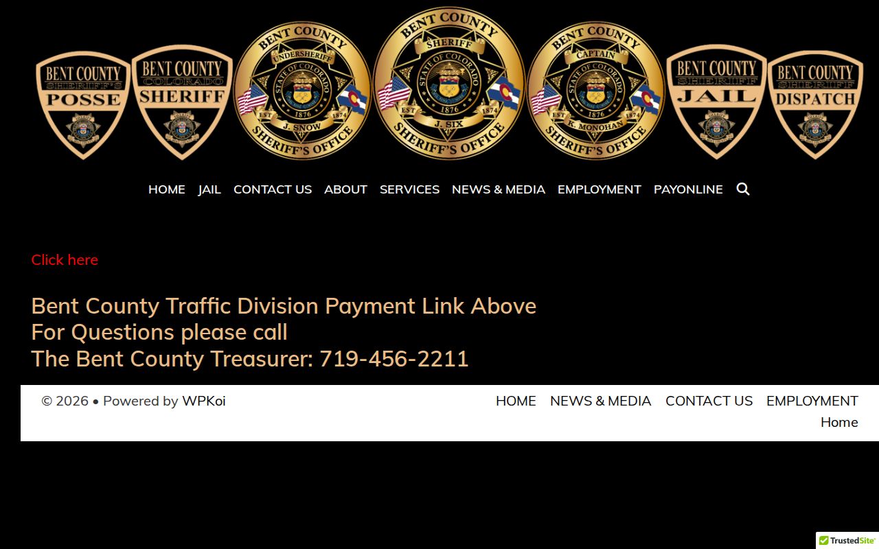 Bent County traffic warrant payment route on the sheriff website